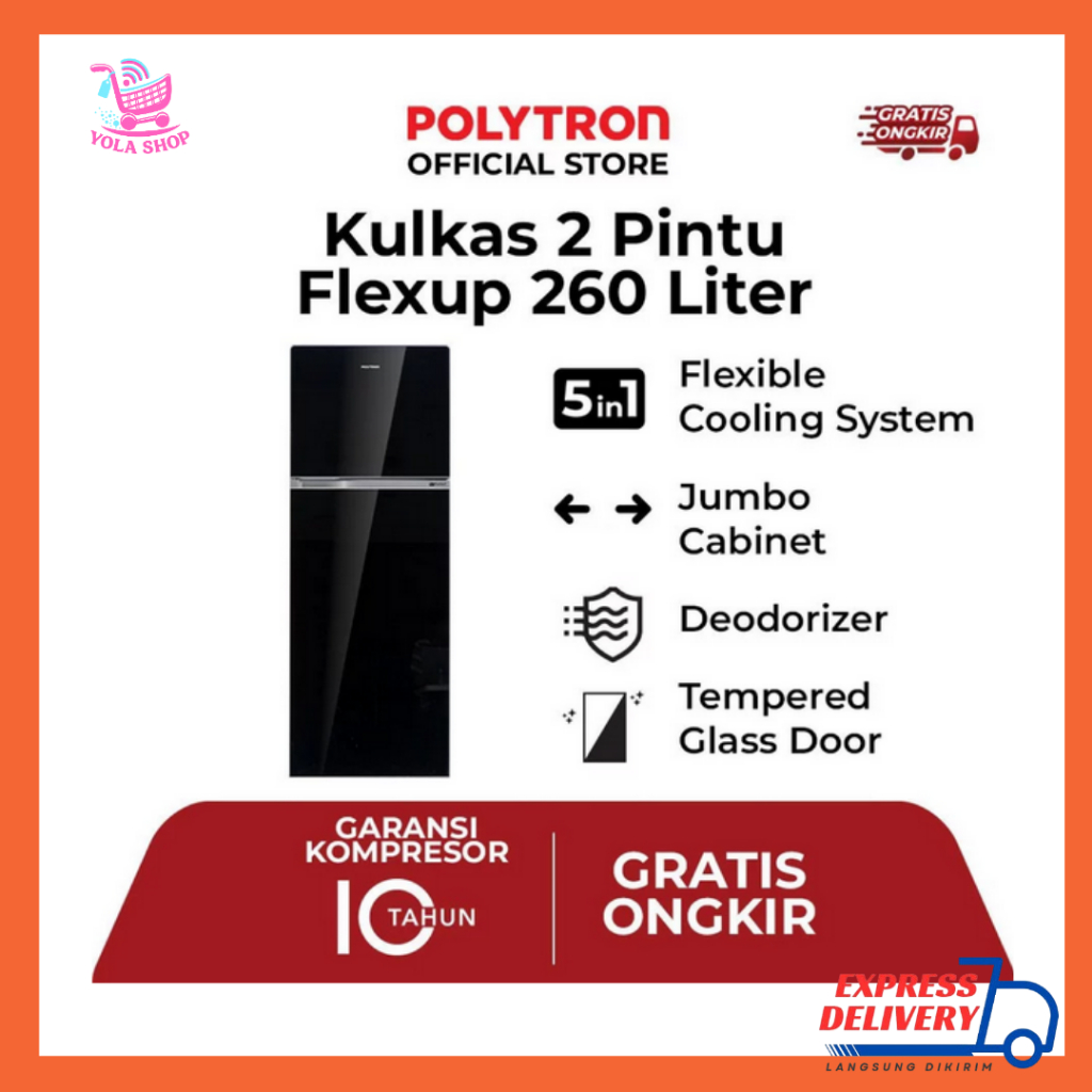 INSTANT KULKAS POLYTRON 2 PINTU FLEXUP 5IN1 PRW 29HB | KULKAS 2 PINTU BESAR | CEPAT DINGIN | HEMAT L