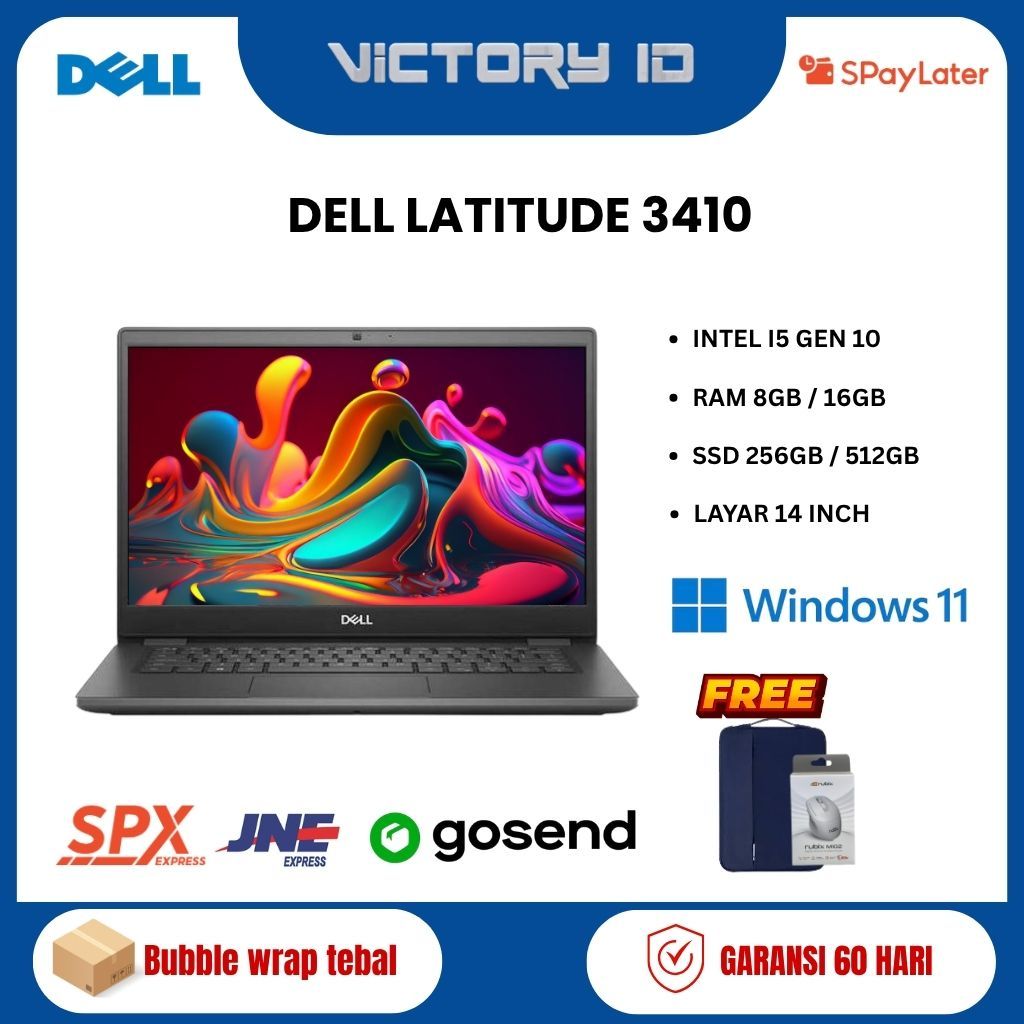 DELL LATITUDE 3410 INTEL CORE I5 GEN 10 RAM 16GB SSD 512GB LAYAR 14 INCH