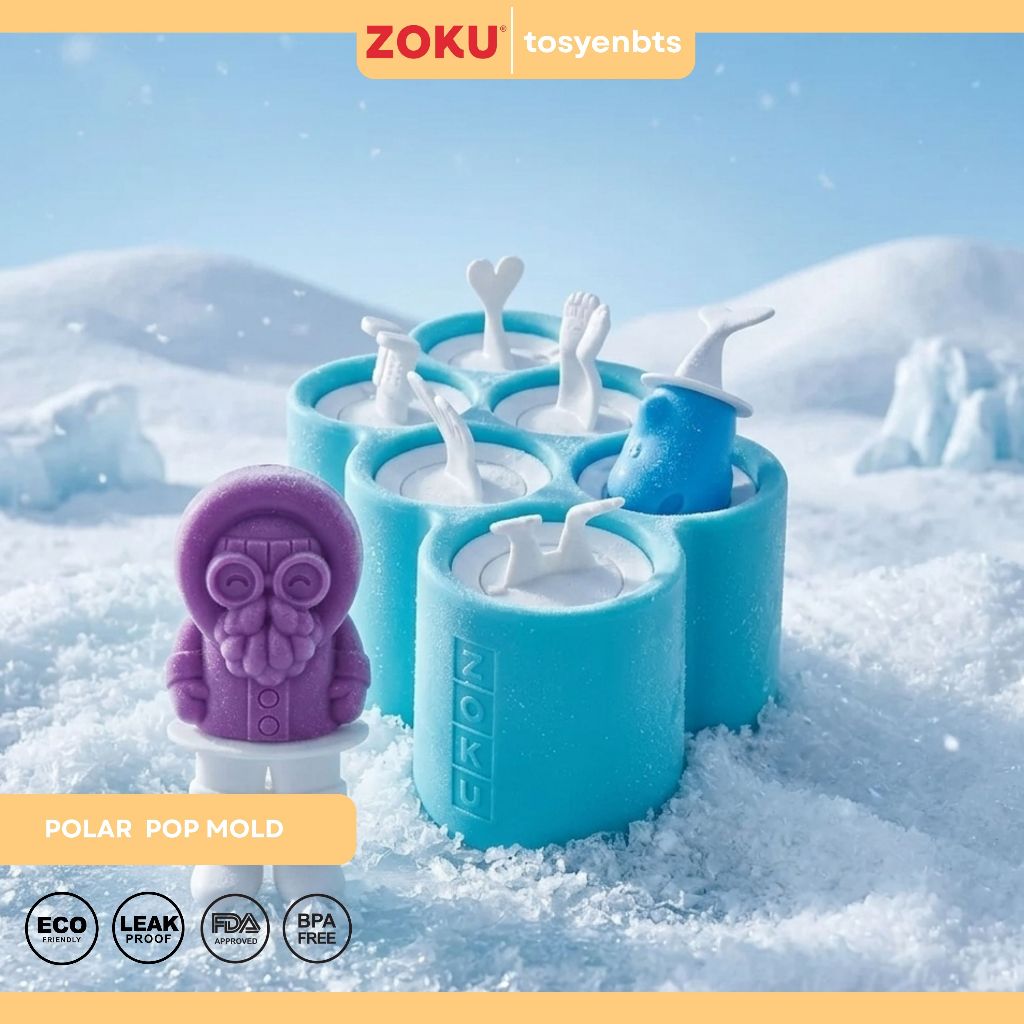 Zoku Polar Pop Mold -  Cetakan Es Krim Karakter - Cetakan Es Krim Bentuk beruang kutub - Cetakan Es 