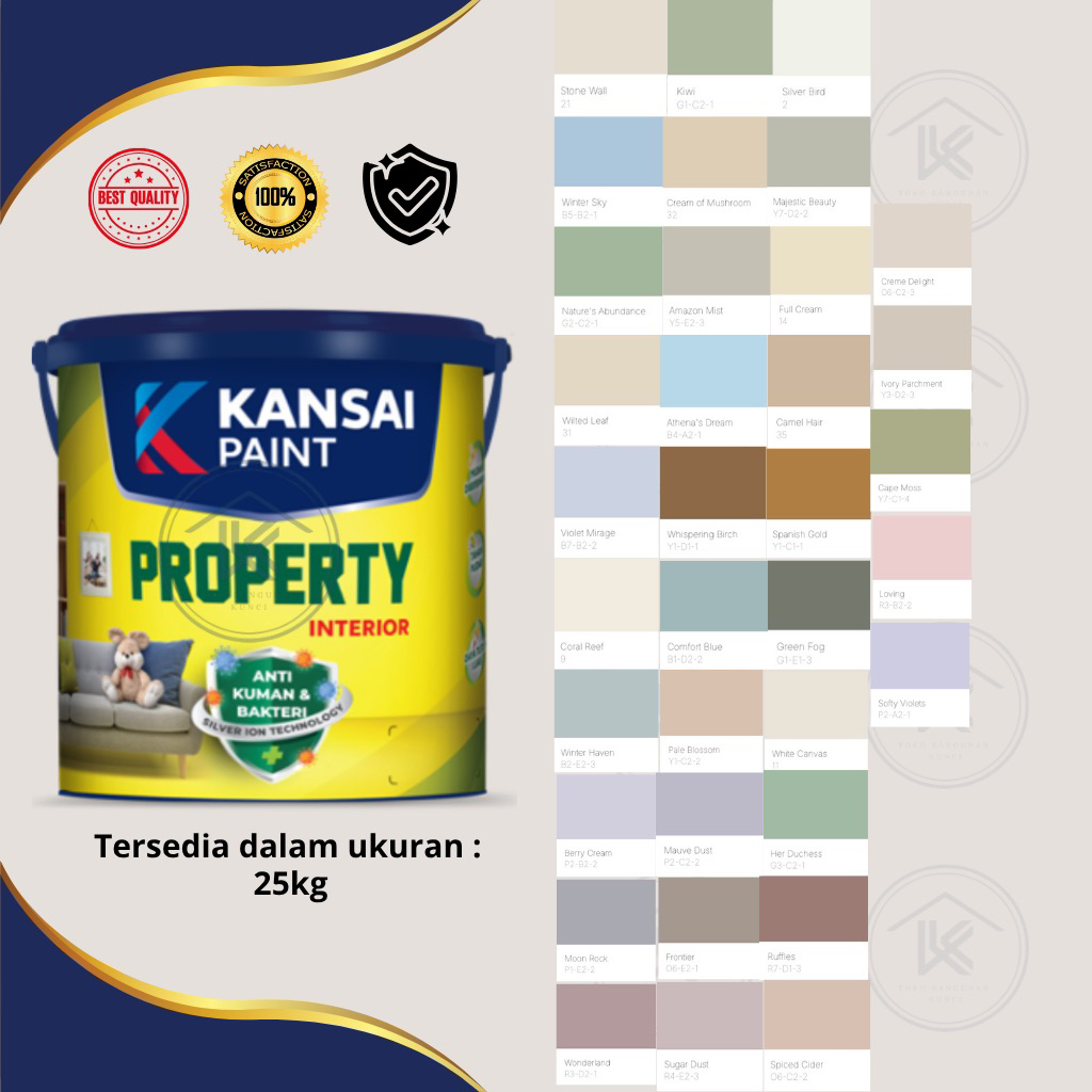 Cat Tembok Kansai Paint Property Warna Tinting 25KG Cat Dinding Murah