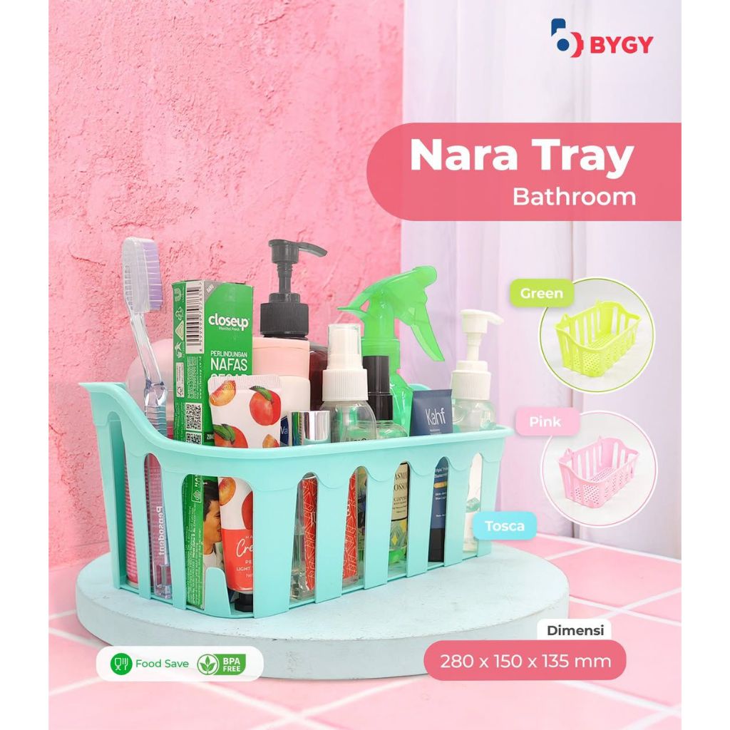 BYGY Nara Tray Bathroom - Keranjang Kamar Mandi Serbaguna Aesthetic Keranjang Sabun Skincare