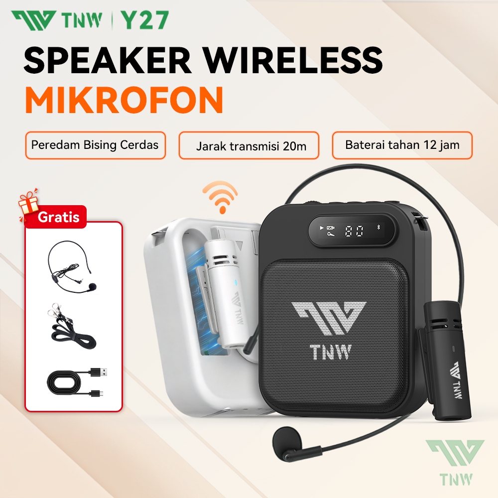TNW Y27 Speaker Pinggang Mini Speaker Megaphone Portable Dengan Microphone Clip On Wireless Mic Untu