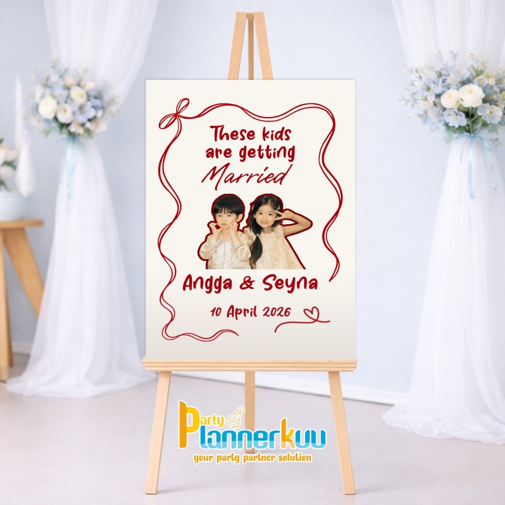 Partyplannerkuu Wedding Sign / Welcome Sign Wedding Vintage Aesthetic Custom Nama / Foto Uk 40x60 cm