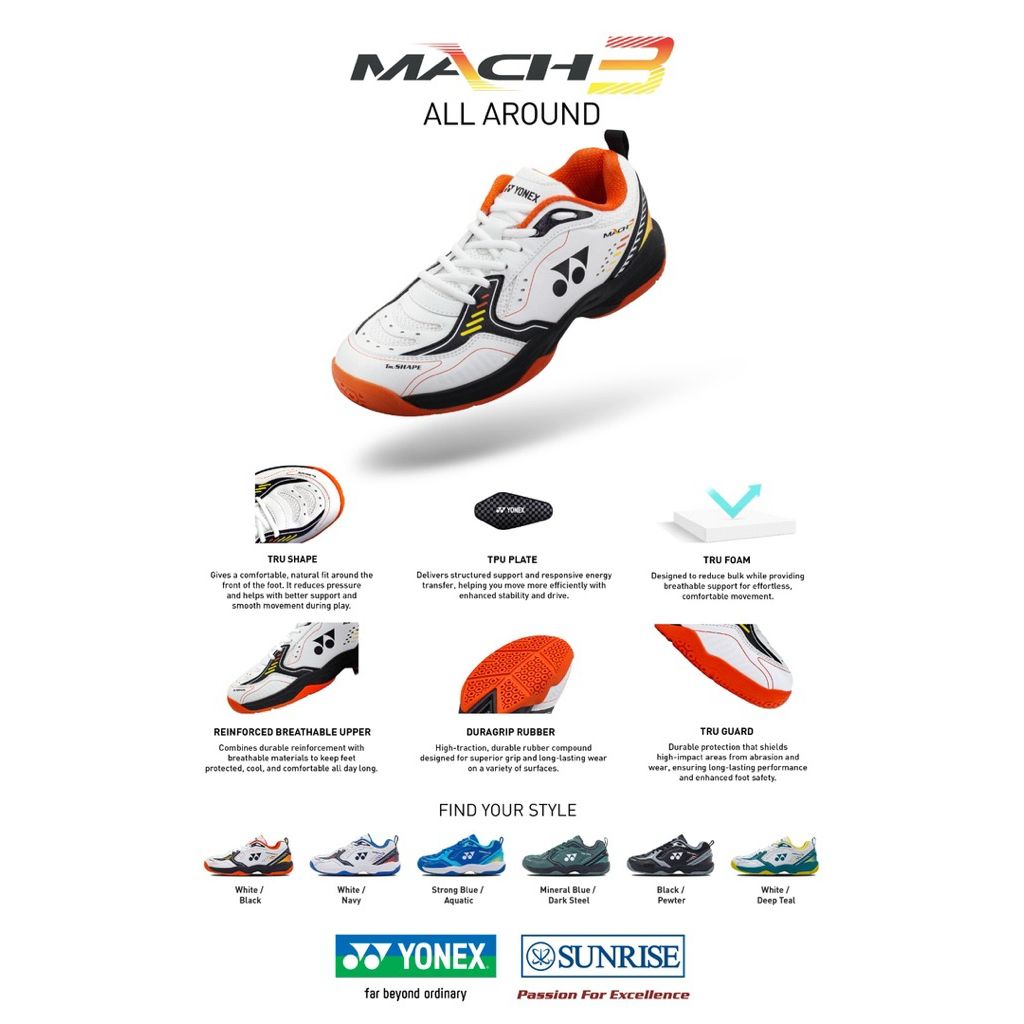 Sepatu Badminton Anak Yonex Mach 3 JR Junior