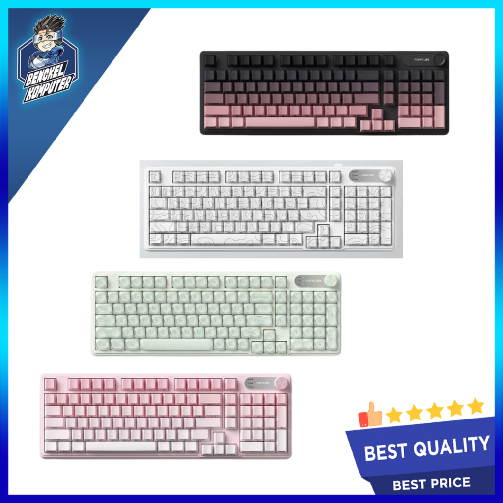 FURYCUBE IP98 Keyboard Mekanikal 98 Tombol Kabel RGB Tahan Air IPX8 Hitam/Abu-Abu