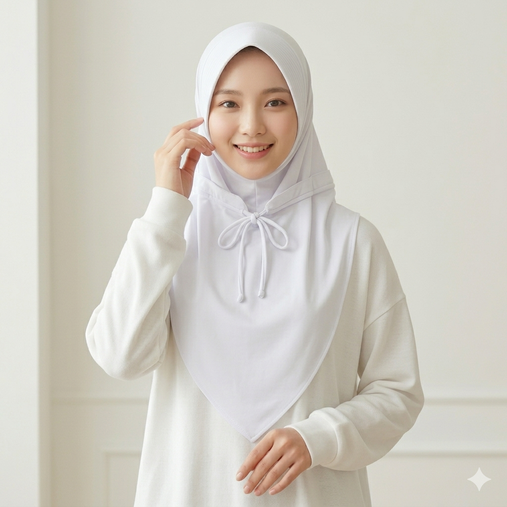 Rabbani Kerudung Instan Sekolah Navara Poly Tali Putih