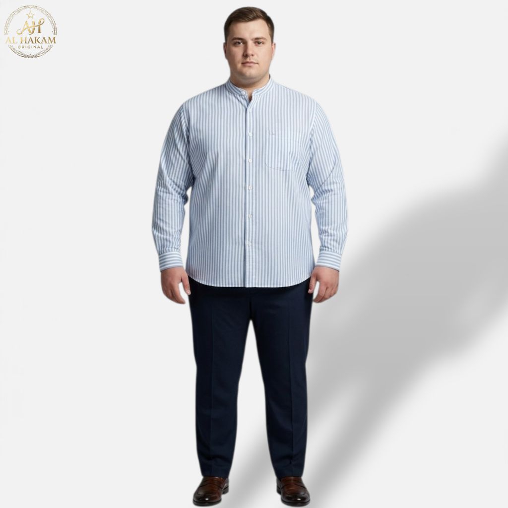 Kemeja salur panjang jumbo pria big size xxxl xxxxxl Atasan kemeja casual premium big size 7xl 6xl