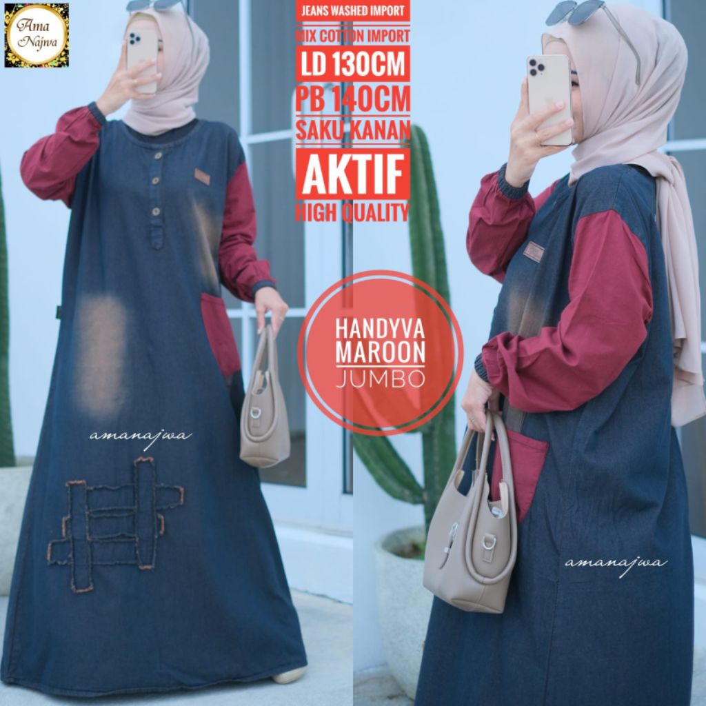 JUMBO LD 130 dan LD 140 cm HANDYVA GAMIS BAJU WANITA BY AMANAJWA