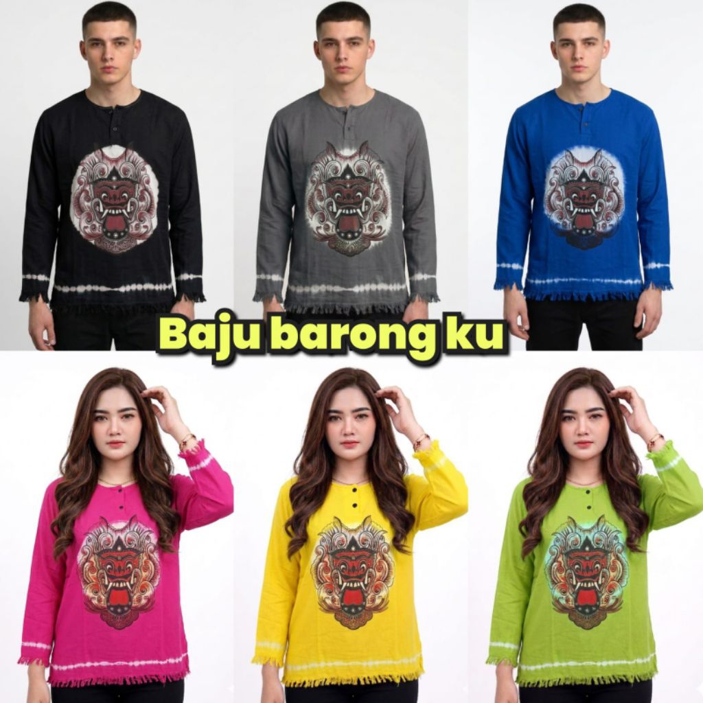 Atasan Baju Barong Bali Lengan panjang Baju Barong Dewasa Pria Wanita Bahan Rayon Adem Baju Bali San