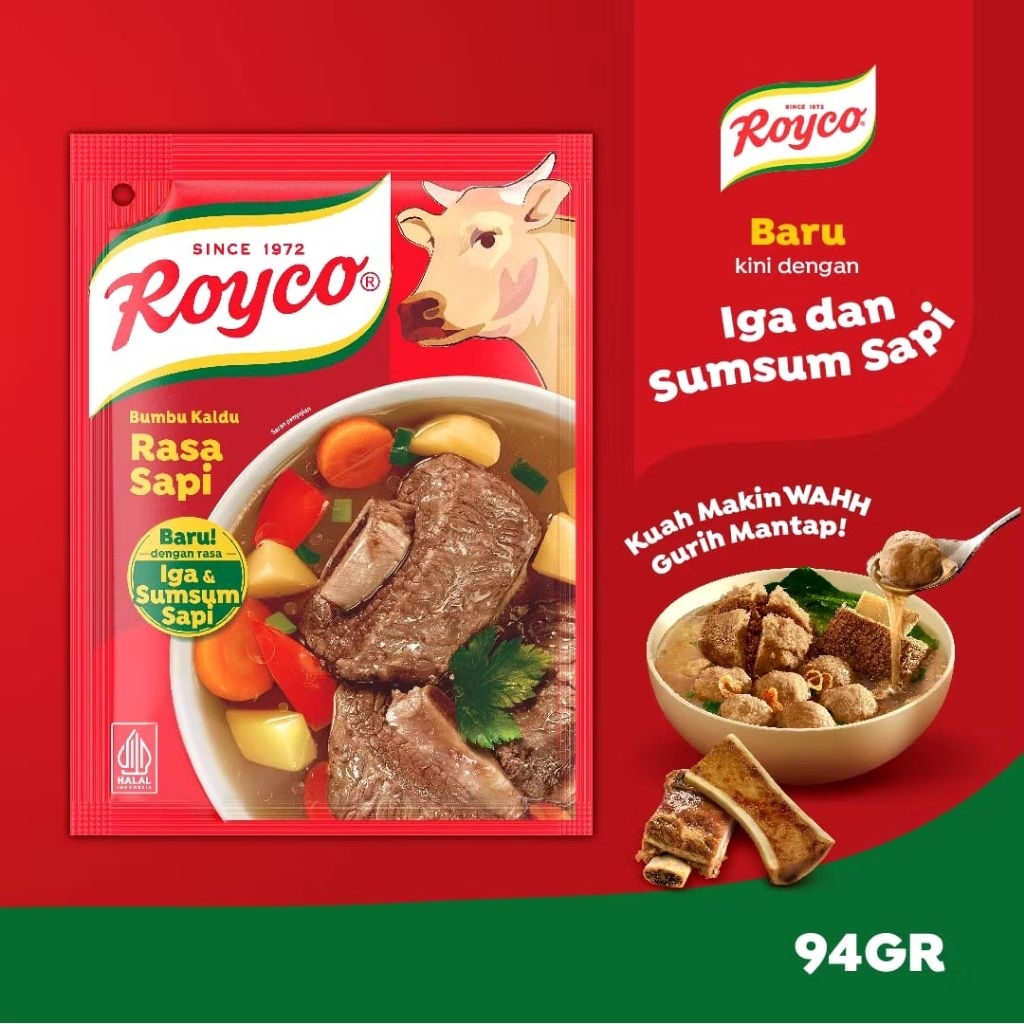 Royco Bumbu Masakan Rasa Kaldu Ayam , Sapi , Jamur , Ikan , Saus Tiram , Cream Soup Jagung , Cream S