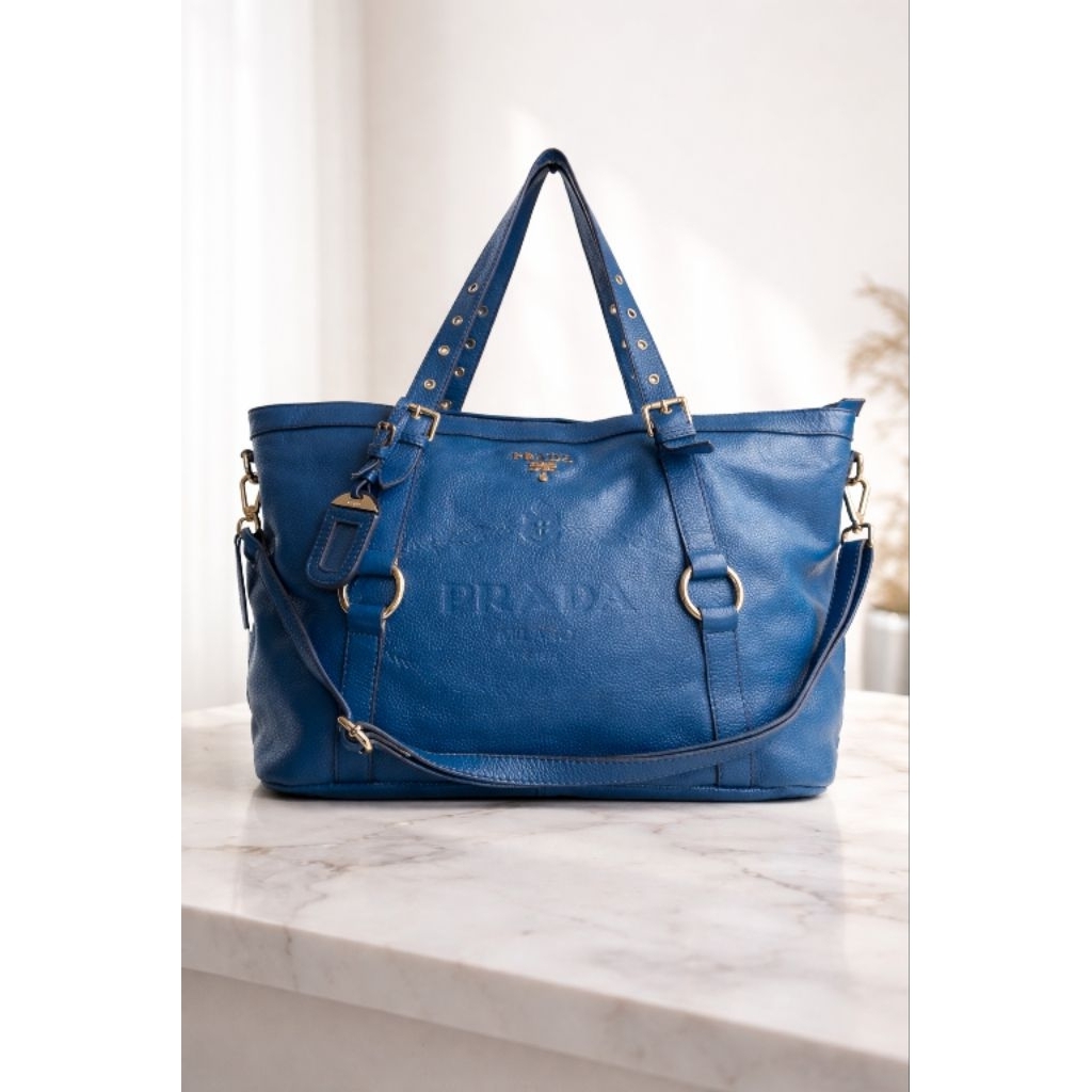 Tas Prada biru Sling bag