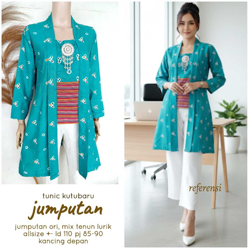 ATASAN WANITA TUNIK KUTU BARU BATIK JUMPUTAN MIX TENUN LURIK BY BATIEK