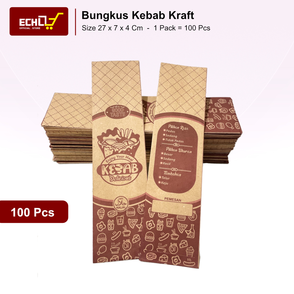 Bungkus Kebab / Dus Kebab Lipat Isi 100 Pcs - Bahan Kraft