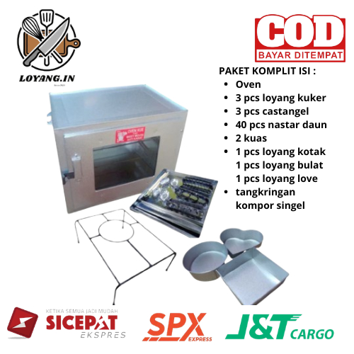 Oven Kompor Miky 3 Susun + Loyang dan Cetakan Kue Oven Tangkring Kompor Gas
