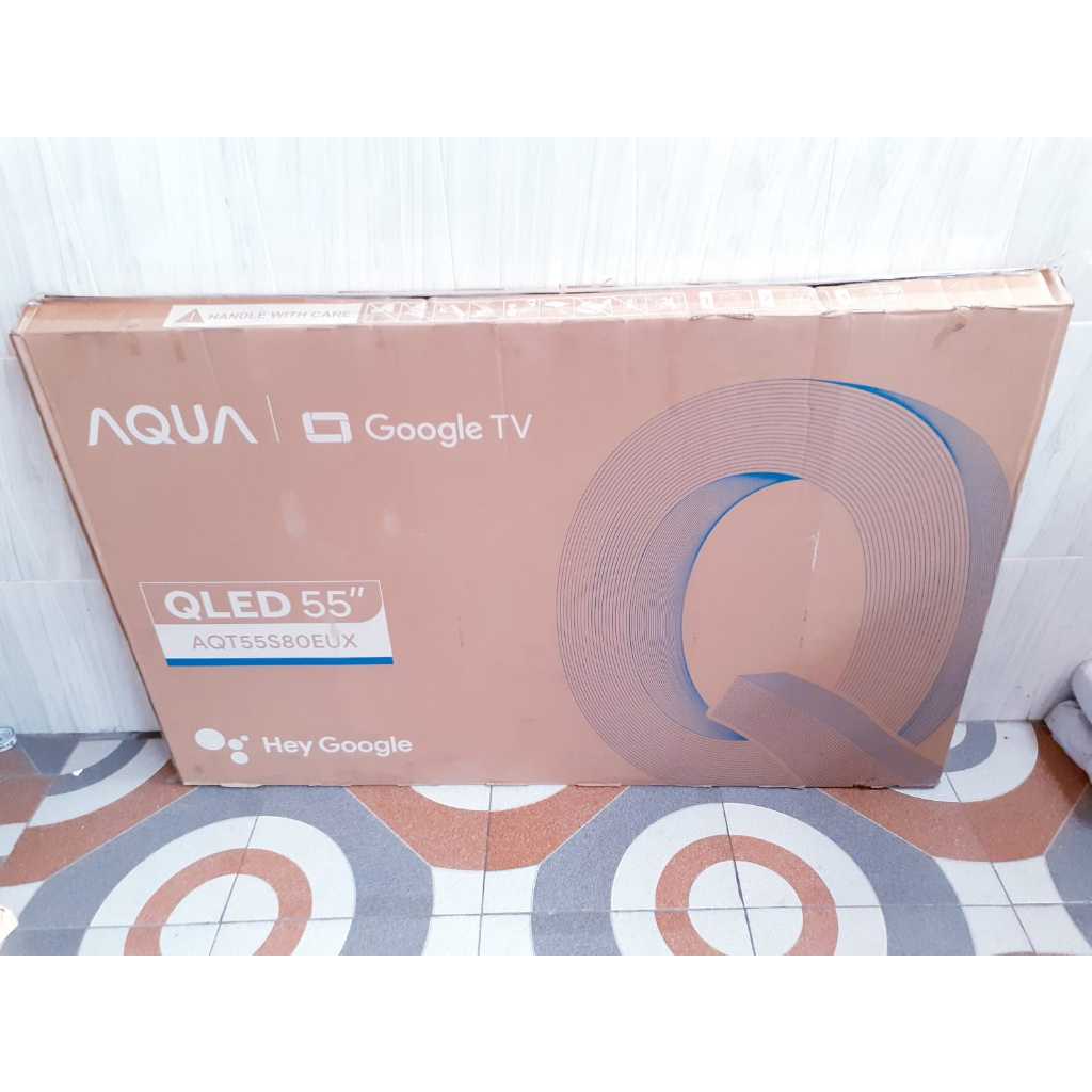 TV LED AQUA QLED ANDROID 55IN DIGITAL TV NETFLIK YOUTUBE MULUS SEPERTI BARU