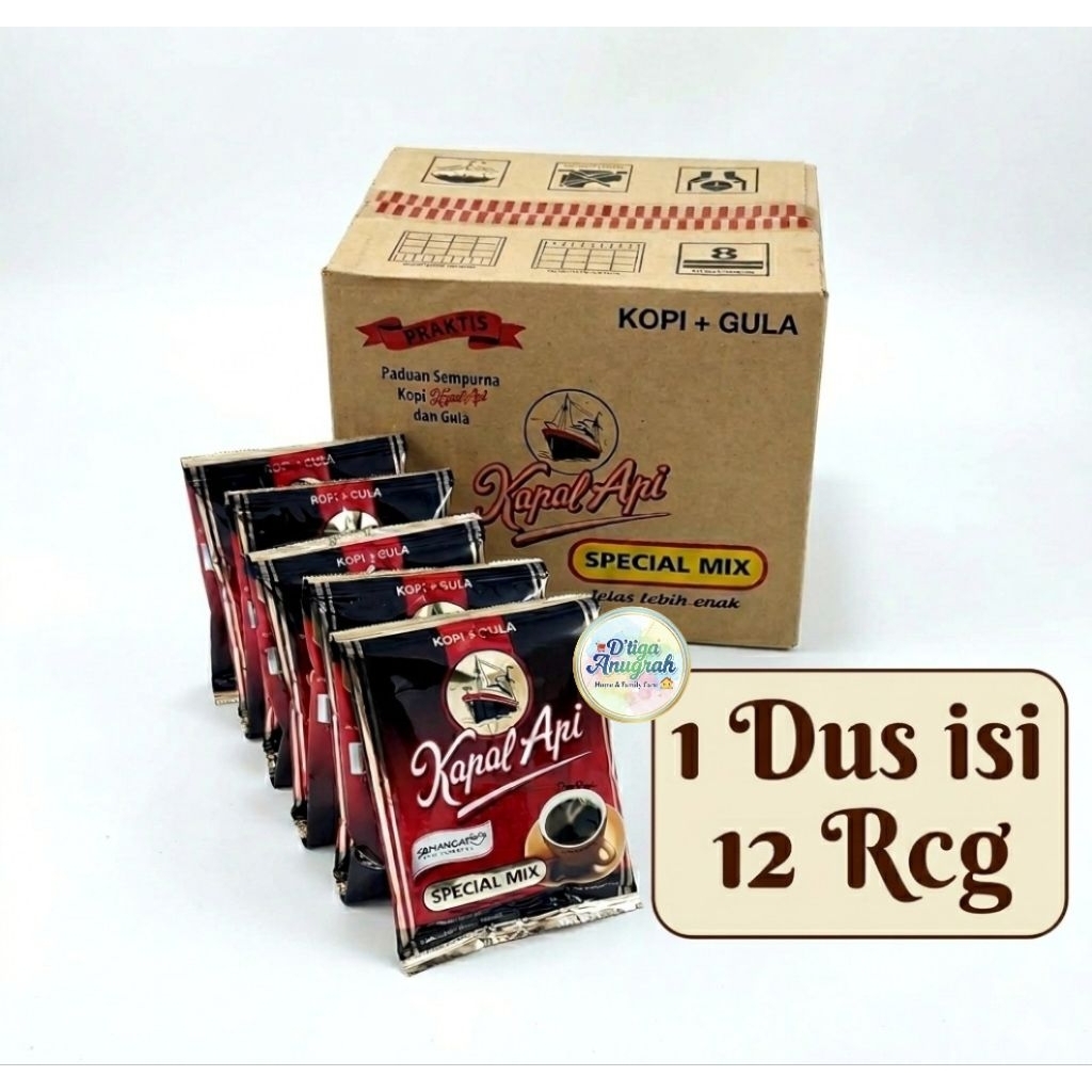 1 Dus Kopi Kapal Api Special Mix -  & Kopi Susu  1 Dus isi 12 Rcg- 1 Rcg isi 10 Sachet, Praktis Dise