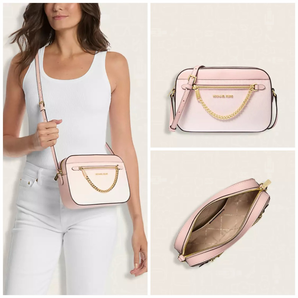 MK Jet Set Large Zip Chain Xbody Pink Ombre