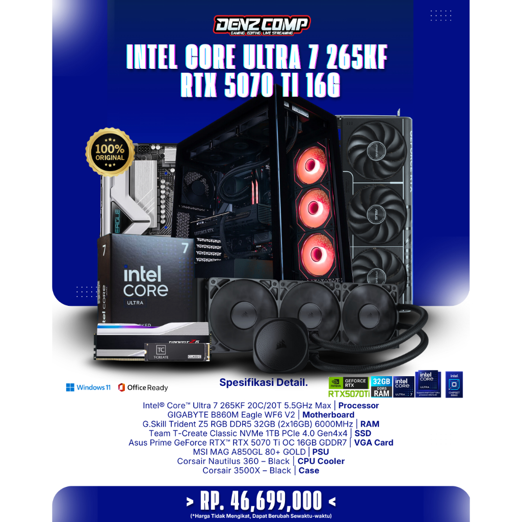 PC GAMING DEVIL EYES - INTEL CORE ULTRA 7 265KF | RTX 5070 TI 16GB | DDR5 32GB RGB | NVMe 1TB | AIO 