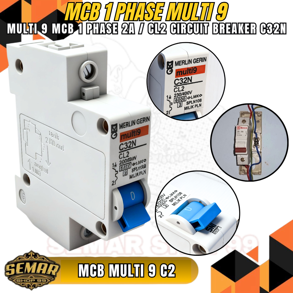 Mcb merlin gerin 2A ampere CL2 multi9 pln 450W spln breker miniatur anti jeglek trip  tahan kuat top