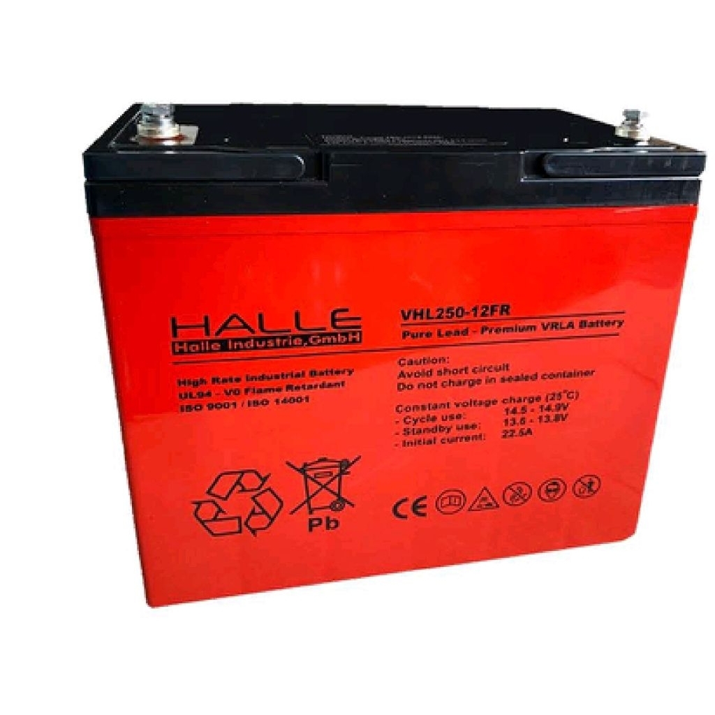 BATTERY HALLE PREMIUM VRLA VHL250-12FR 12V AKI UPS SOLAR CELL ACCU KERING INDUSTRIAL HIGH RATE DISCH