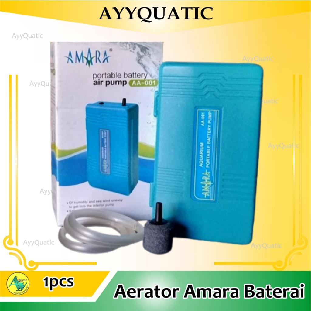 Aerator Amara Baterai AA-001 Portable Air Pump Pompa Udara Aquarium Kolam Ikan Tanpa Listrik