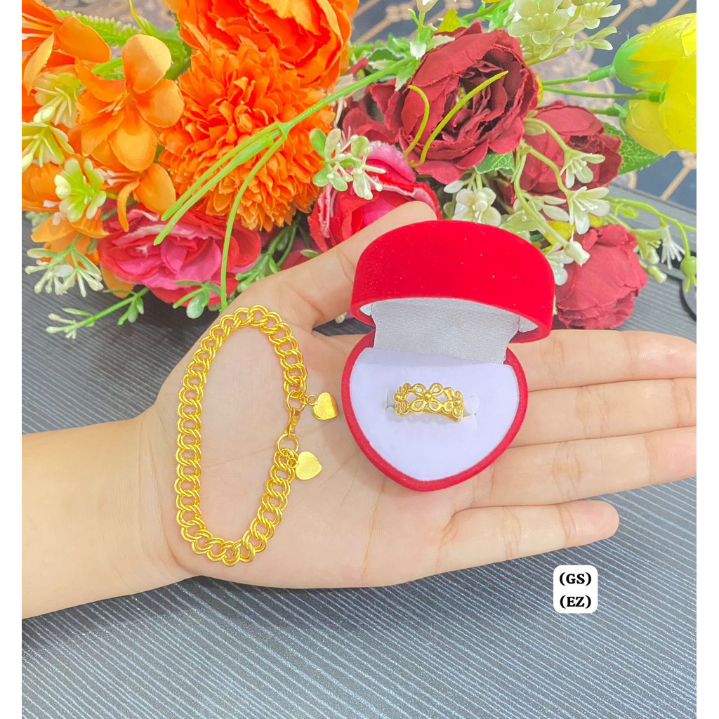 Set gelang koin 91 &cincin ring bunga koin 91