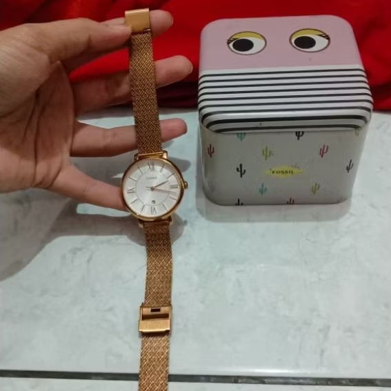 [PRELOVED] Jam Tangan Fossil Jacqueline Rose Gold Mesh Strap - Original Fullset