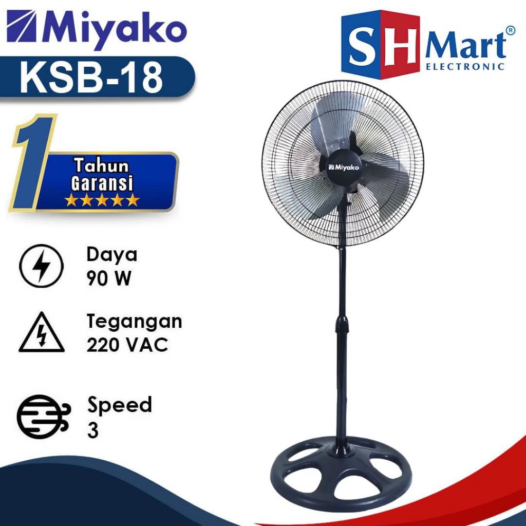 KIPAS ANGIN MIYAKO STAND FAN 18 INCH KSB 18 / KSB-18 / KSB18 STAINLESS STEEL