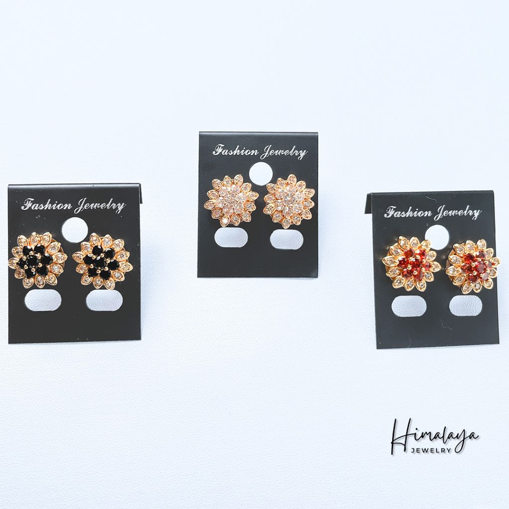 Anting Stud Tusuk Sumpel Motif Permata Zirconia Hongkong Warna Merah Batu Permata Bahan﻿ Tembaga Lap