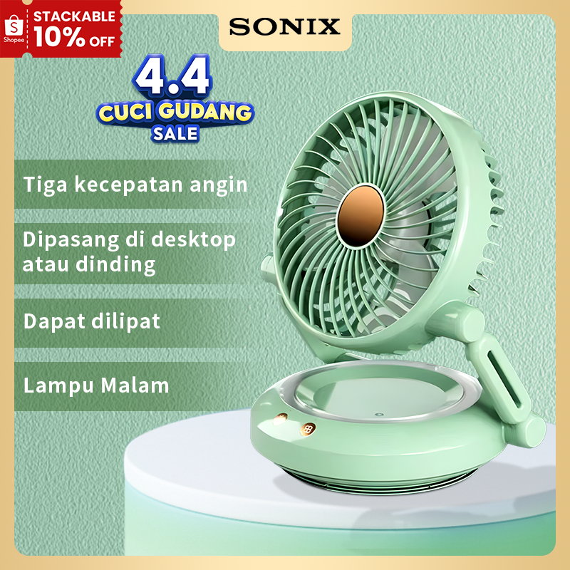 Sonix SF02 Kipas Angin Portable Kipas Angin Portable Cas Tidak Berisik Putar 90° Kipas Desktop Yang 
