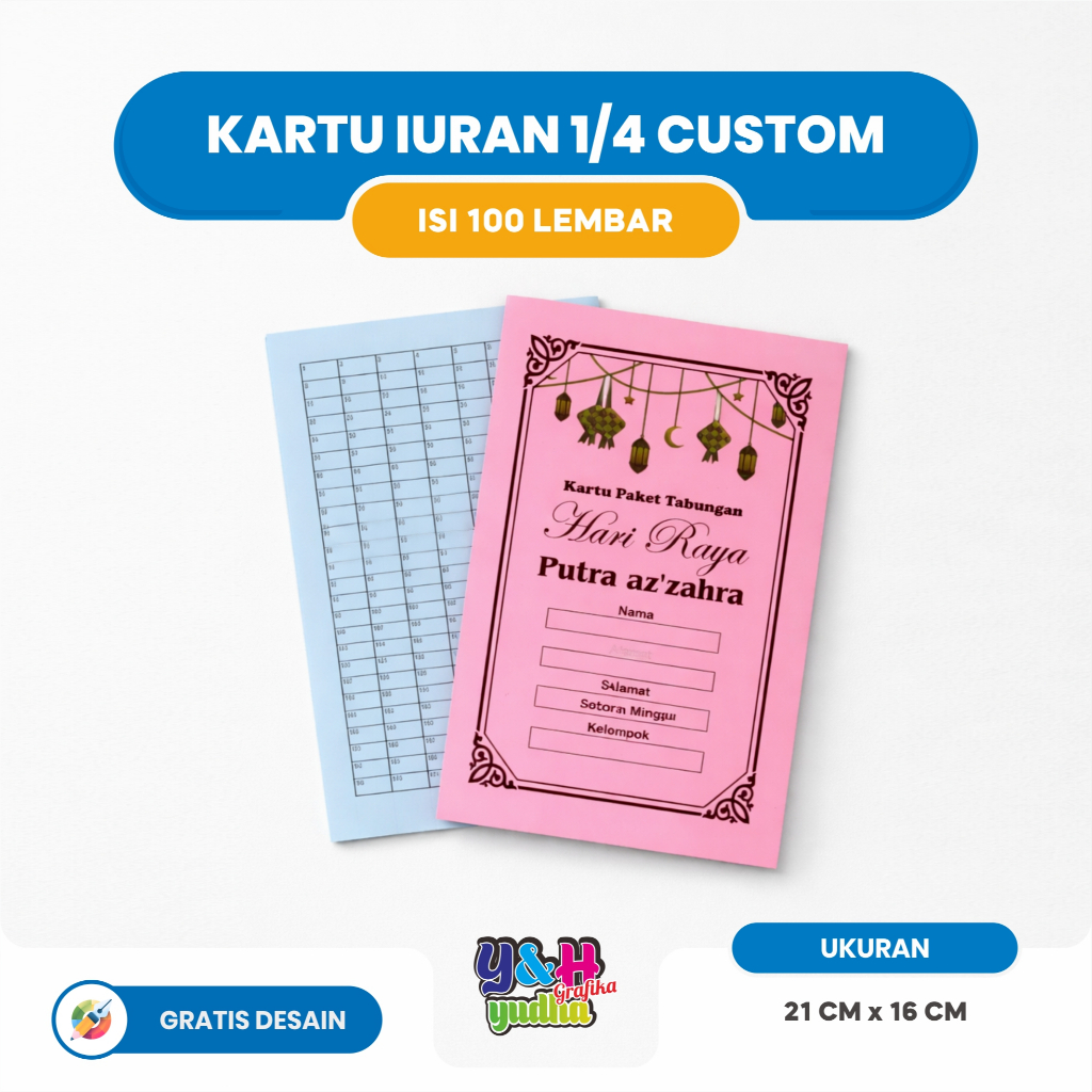 Custom Kartu Iuran Lebaran Kartu Infaq Iuran Bulanan Spp Iuran Kas Sampah Air Listrik Yudha Grafika