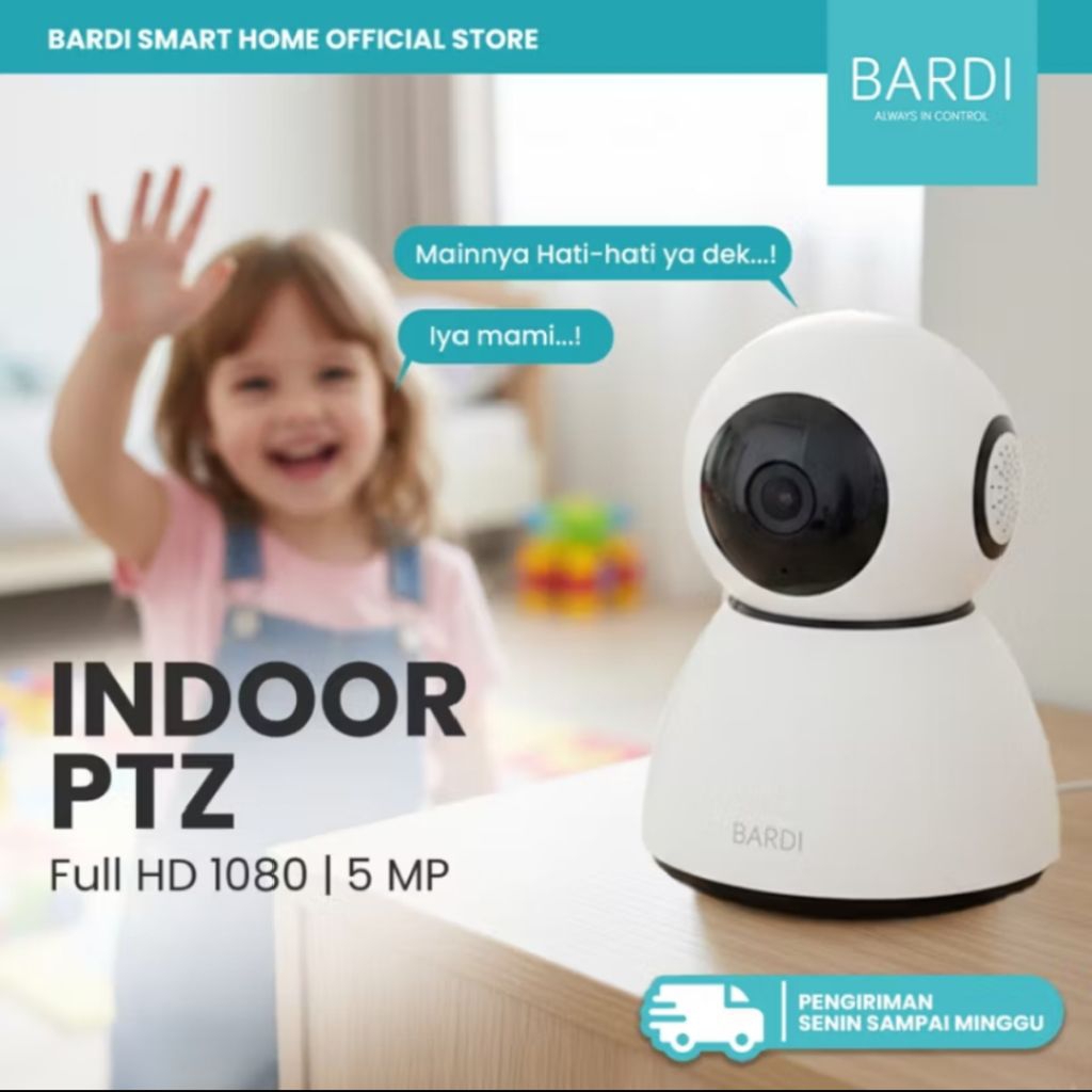 BARDI OFFICIAL Smart Home IP Camera Indoor PTZ 5 MP - CCTV  Kamera Putar 5 MP FHD Pan Tilt Zoom Wifi