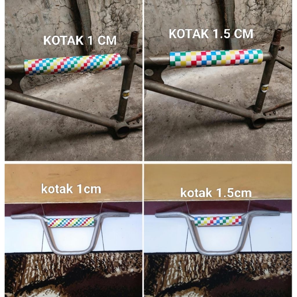 pad frame bmx barpad pad stang setir sepeda kotak checkerboard pelangi