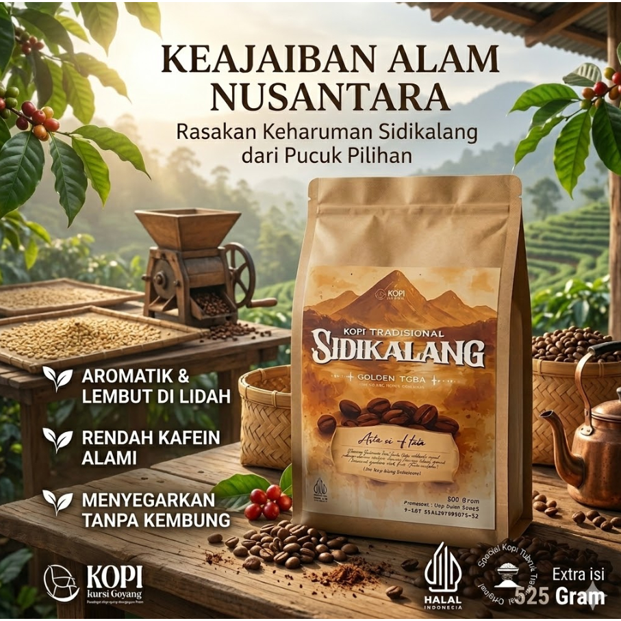 Kopi Sidikalang 525gr Asli | Kopi Hitam Kental Cocok Pecinta Kopi Keras