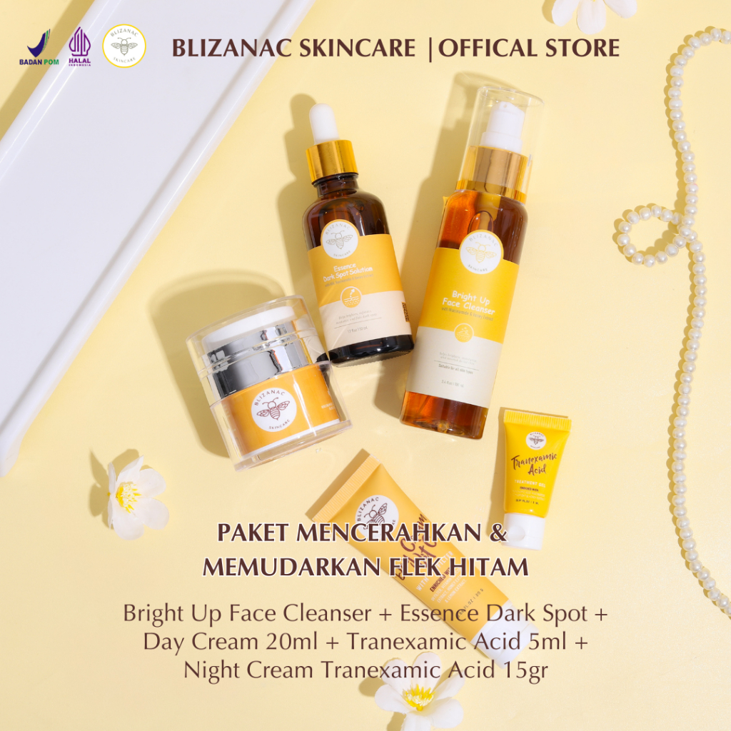 BLIZANAC SKINCARE PAKET MENCERAHKAN & PUDARKAN FLEK HITAM 1 BRIGHT UP + ESSENCE + DC20ML + TRX + NIG