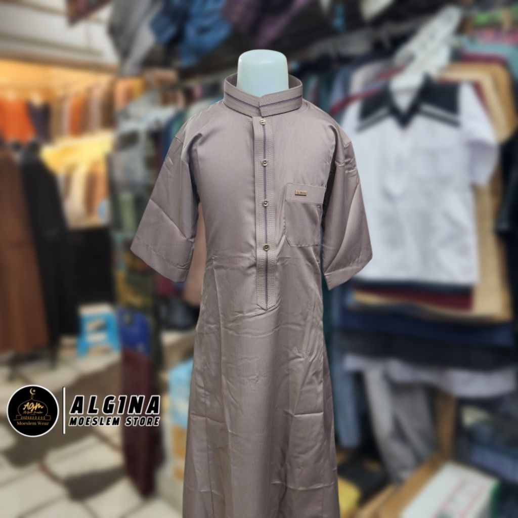 Gamis Al Wafa Anak Remaja (Tanggung 40-50) Kancing Thailand Lengan Pendek Warna | Jubah Muslim Remaj