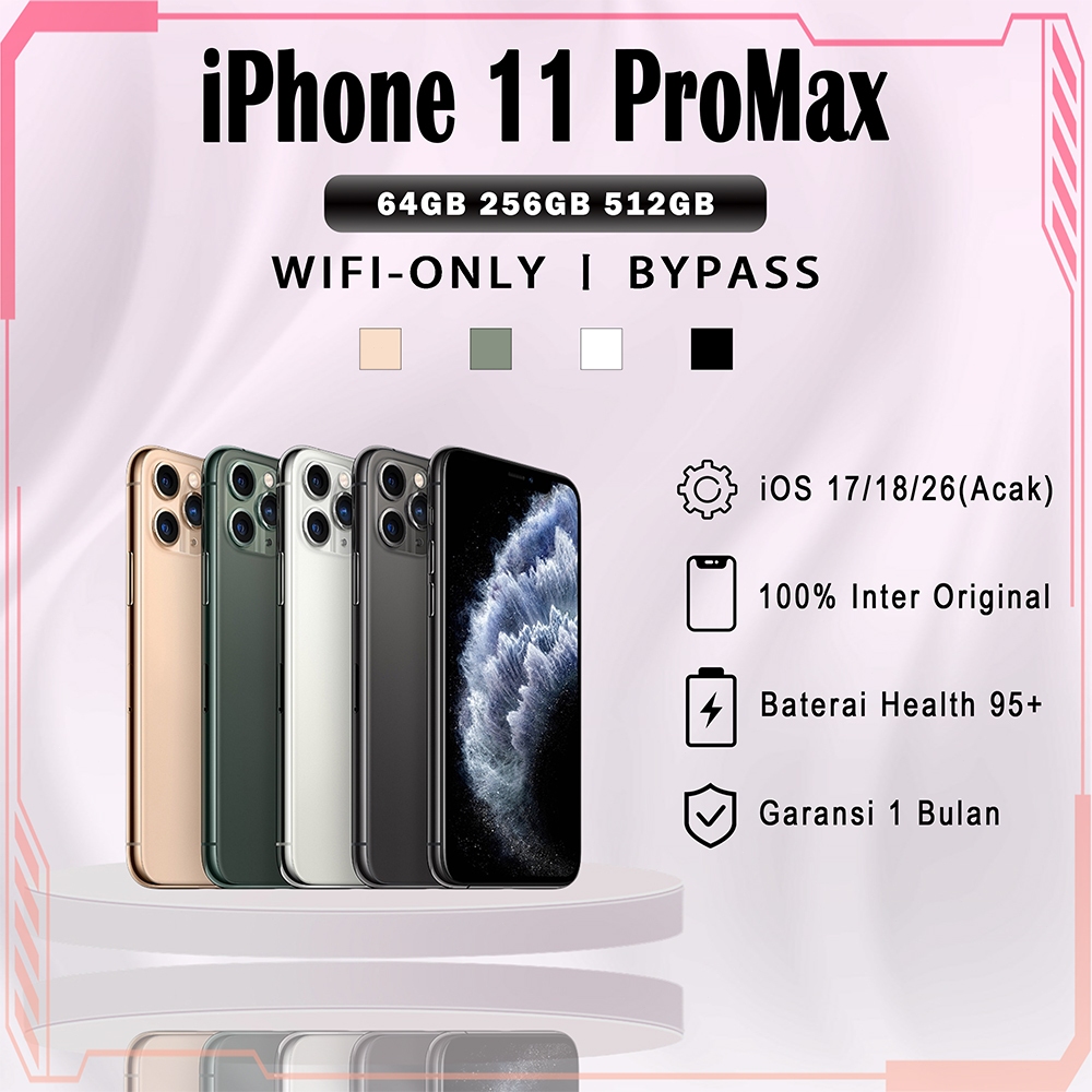 iPhone 11 Pro Max SECOND BH 95+ 64/256/512GB, MULUS Normal FULLSET, 100% ORI