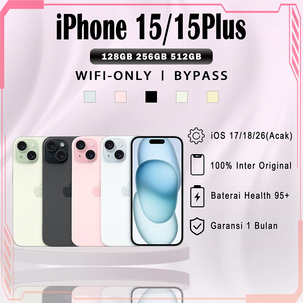 iPhone 15/15 Plus (Dynamic Island Normal) Bekas 128/256/512GB WIFI-ONLY/Simlock, HandPhone Apple Sec