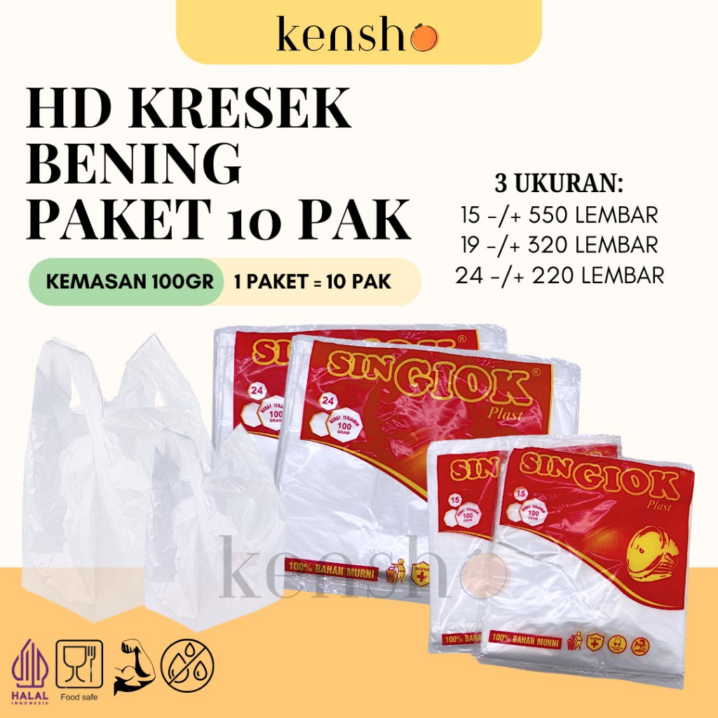 [ 10 pack ] PLASTIK HD KRESEK BENING /  KANTONG PLASTIK PUTIH BENING 15 19 24 / KANTONG ASOY TEBAL /