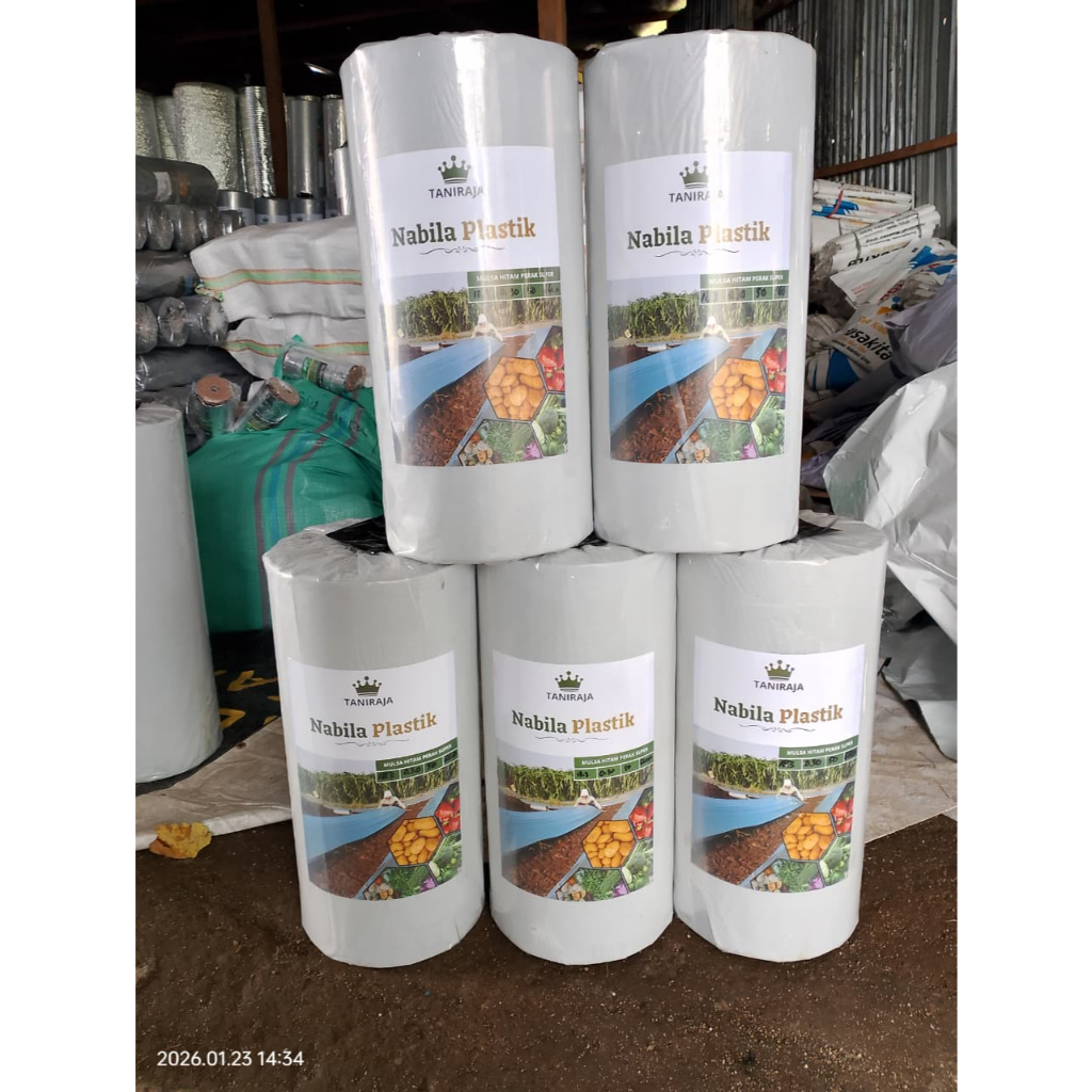 Plastik Mulsa hitam perak nabila plastik 1 roll panjang 660 meter berat 18-20 kilo