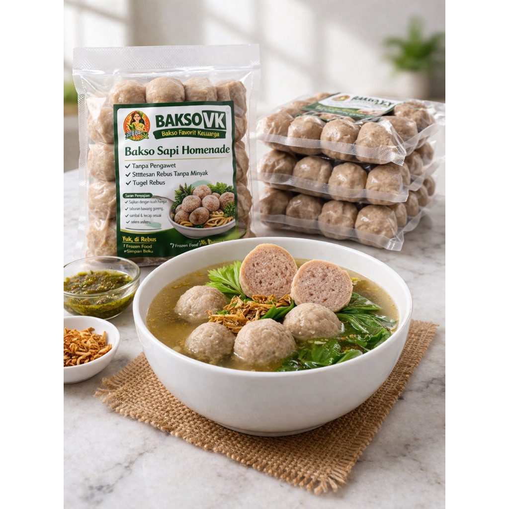 Bakso Sapi VK Frozen Homemade + Kaldu Sumsum | Gurih, Kenyal, Kress