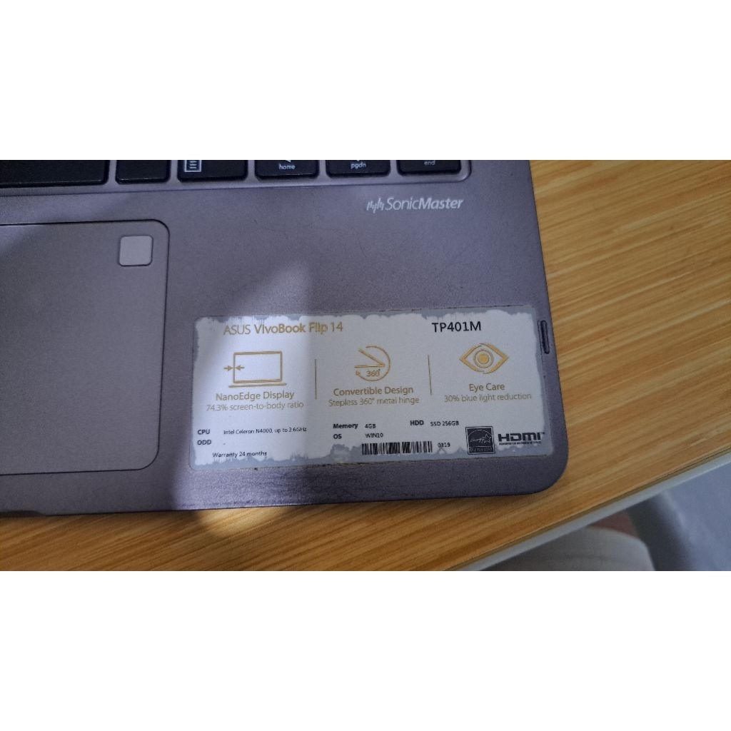ASUS VIVOBOOK FLIP 14 TP401M INTEL CELERON N4000 [SECOND]