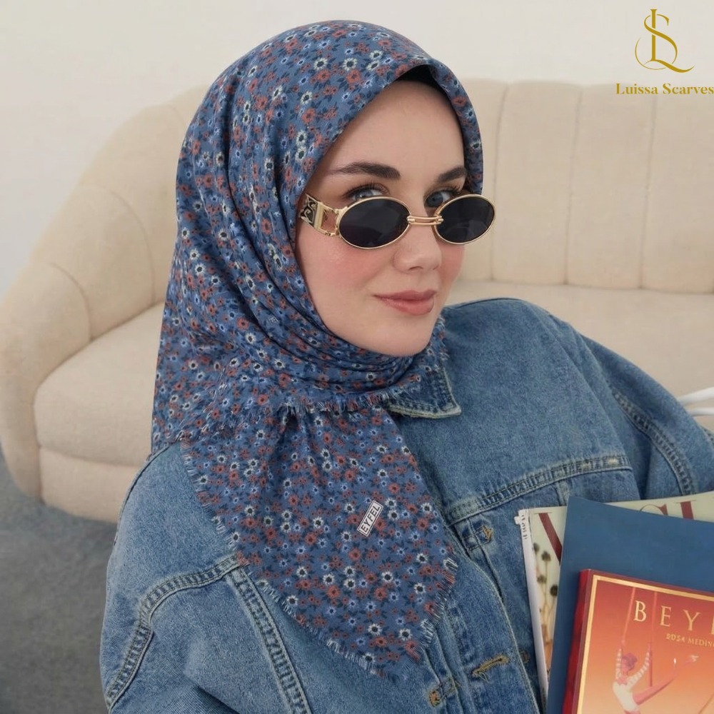 Eyfel Little Flow Hijab Segi Empat Katun Flame 100cm EYF100K101
