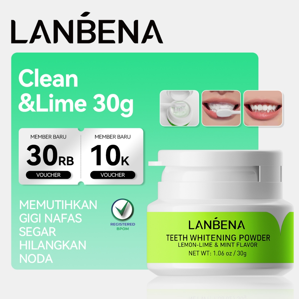 LANBENA Teeth Powder 85g - Membersihkan Gigi dan Mulut, Mengurangi Noda Gigi dan Warna Putih Alami, 