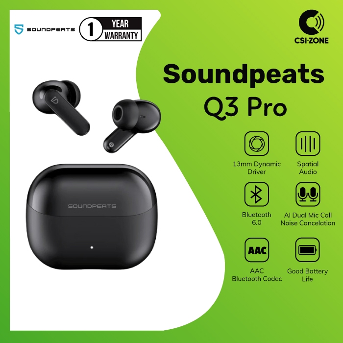 SoundPEATS Q3 Pro 13mm Dynamic Driver Bluetooth TWS True Wireless