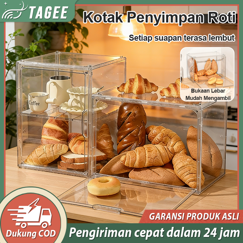 TAGEE Kotak Penyimpanan Tahan Debu Transparan Etalase Multifungsi Untuk Roti Kue Kering Dan Kue