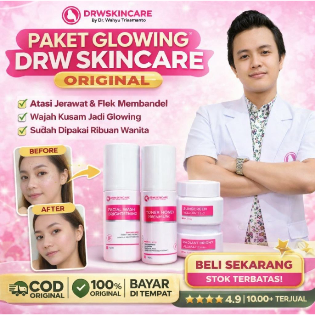 DRW Skincare Original Paket Glowing BPOM | Atasi Jerawat Flek Hitam Kusam | Whitening Brightening Wa