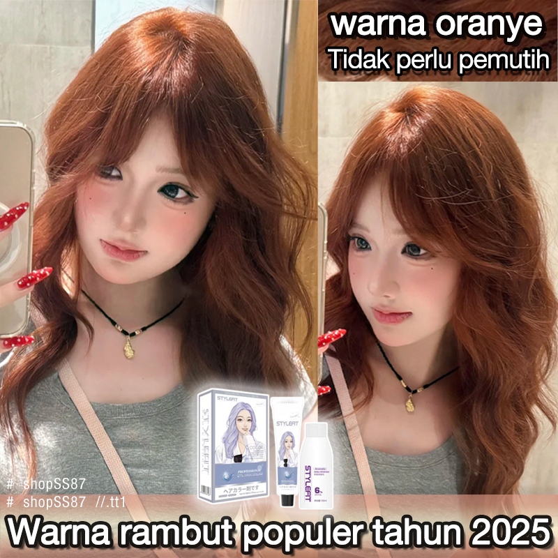 (Beli 100ml gratis 100ml)STYLE FIT cat rambut Oranye*200ml,Ekstrak Tanaman,Tidak perlu pemutih,pewar