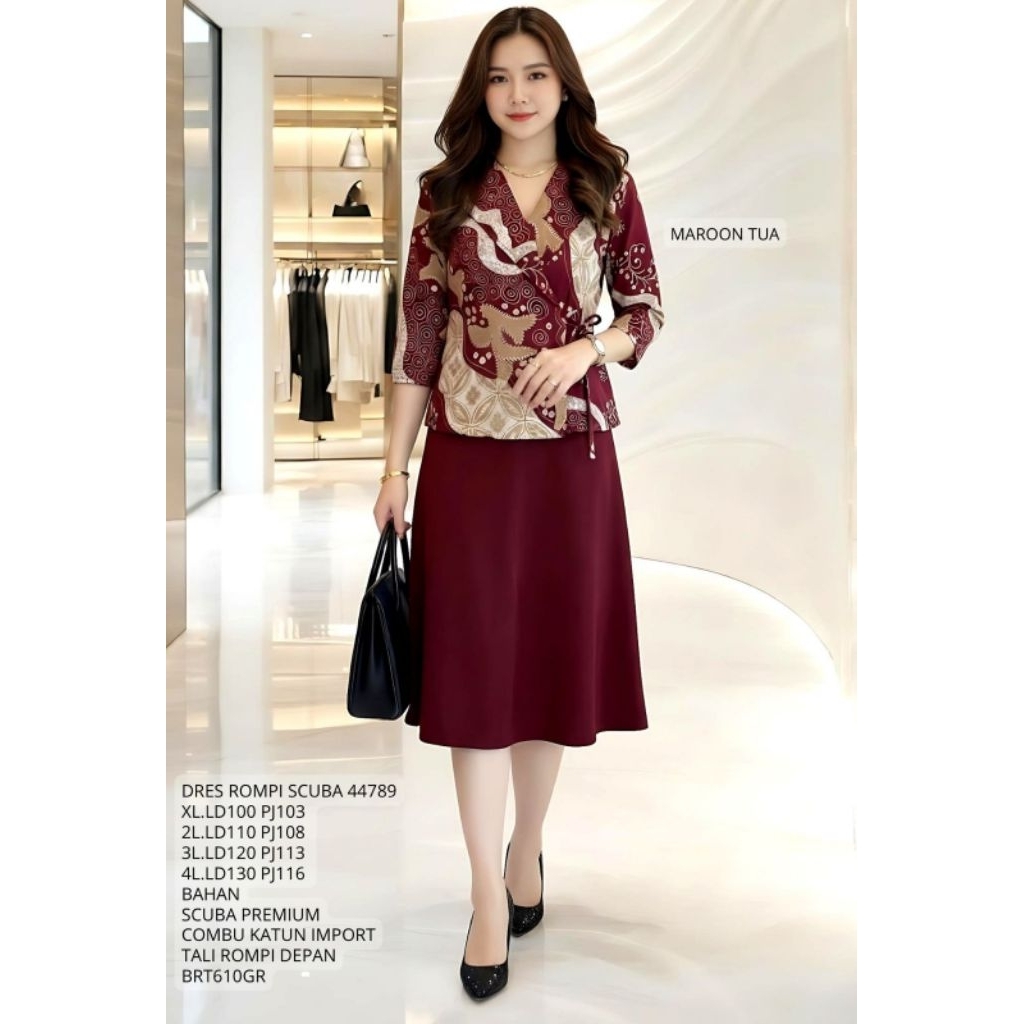 dress rompi scuba batik 44789 realpict