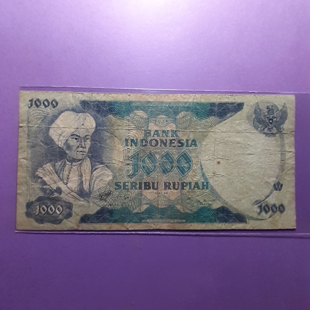 Uang kuno 1000 rupiah diponegoro tahun 1975